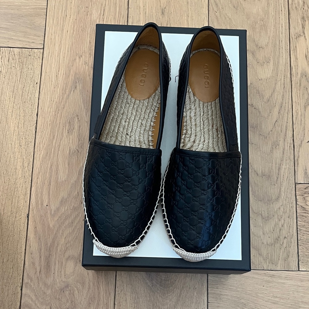 Gucci Black Leather Espadrilles for Women